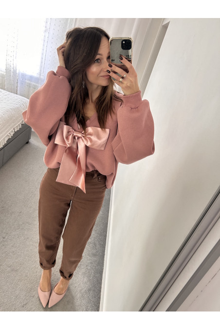 BLUZA z kokardą DUSTYPINK